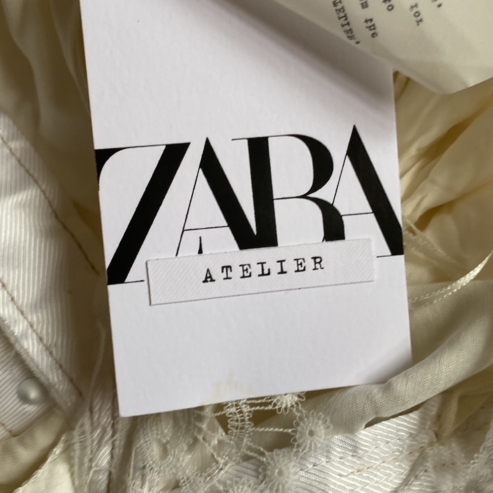NWT. Zara Atelier Limited Edition Oyster White Studded Maxi Dress. Size S. - Picture 12 of 15